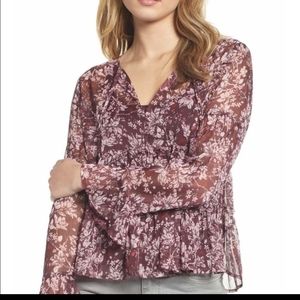 LUCKY BRAND RED PINK FLORAL TOP 2-PIECE
